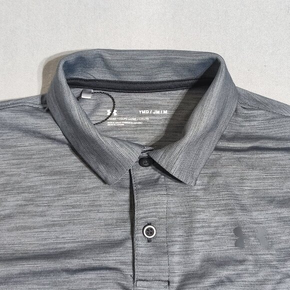 Under Armour Active wear golf polo shirt youth size M grey loose fit - Picture 2 of 8